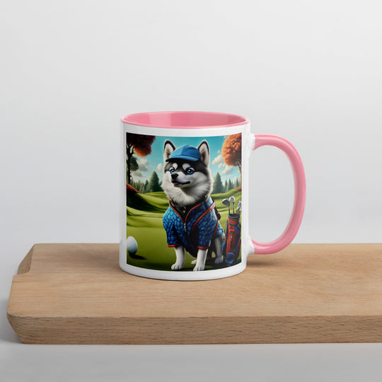 Pomsky Golfer- Mug with Color Inside v5