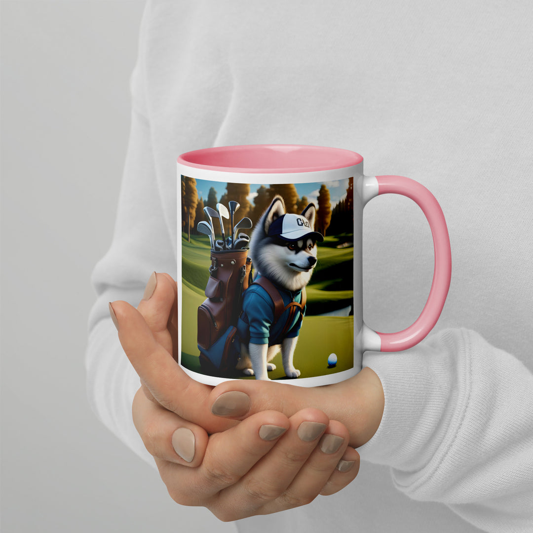 Pomsky Golfer- Mug with Color Inside v10