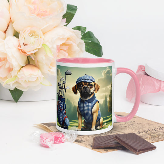 Puggle Golfer- Mug with Color Inside v7