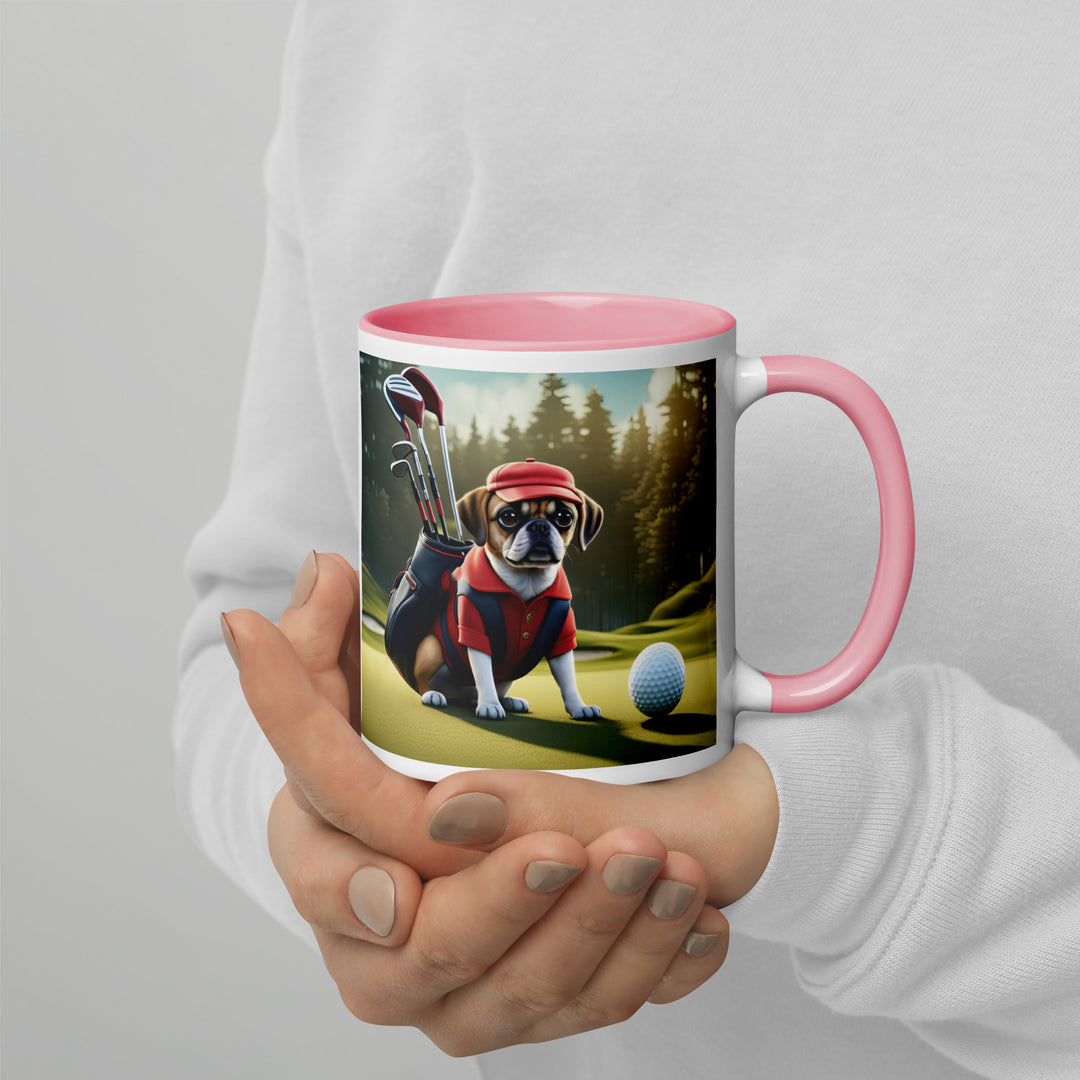 Puggle Golfer- Mug with Color Inside v9