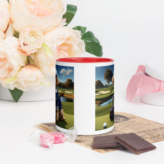 Yorkipoo Golfer- Mug with Color Inside v6