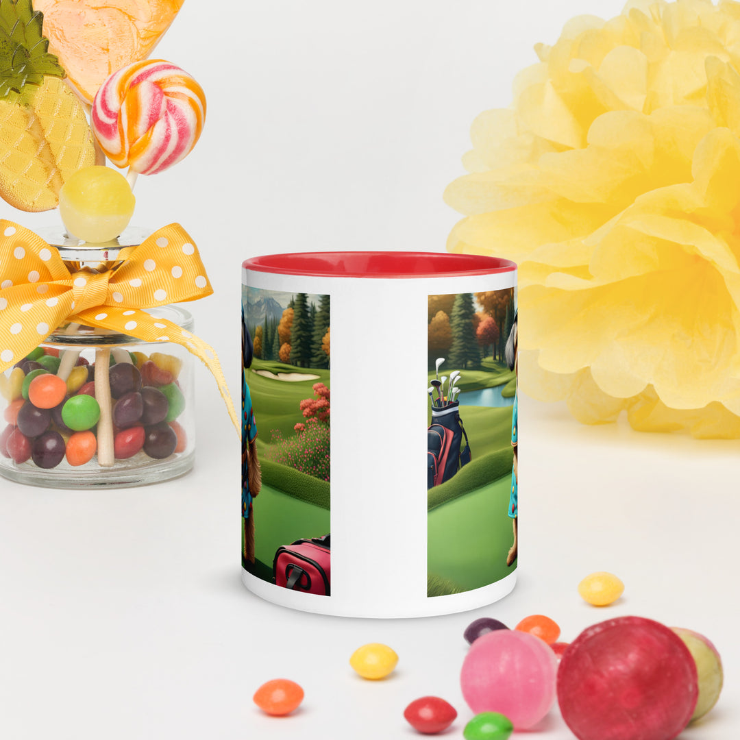 Yorkipoo Golfer- Mug with Color Inside v8