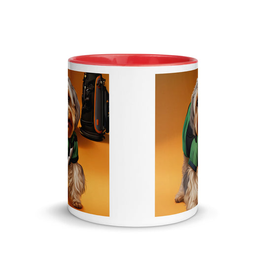 Yorkipoo Golfer- Mug with Color Inside v11