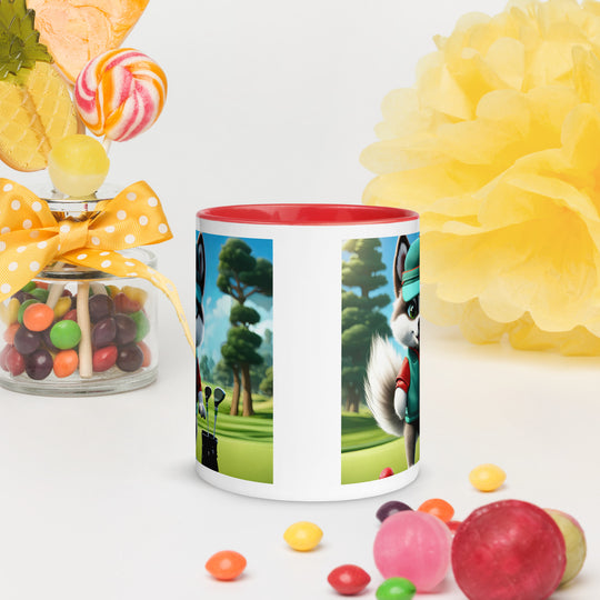 Pomsky Golfer- Mug with Color Inside v11