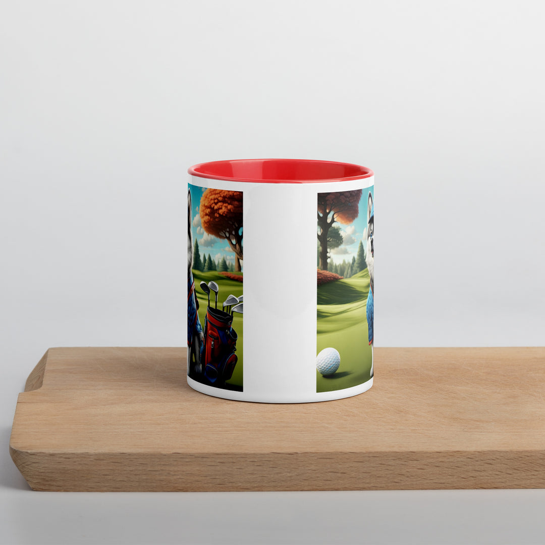 Pomsky Golfer- Mug with Color Inside v5