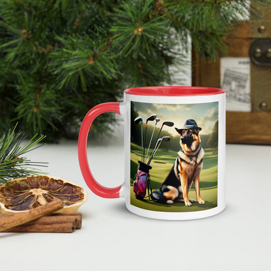 German Shepherd Golfer- Mug with Color Inside