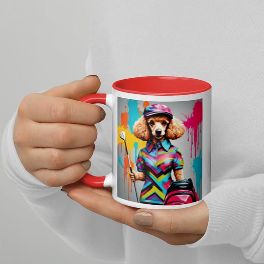 Poodle Golfer- Mug with Color Inside v4