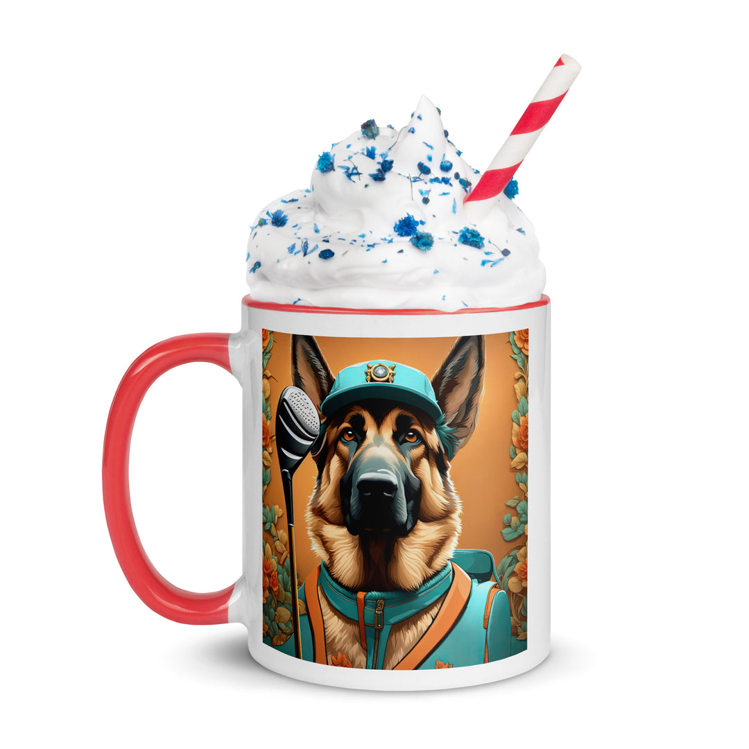 German Shepherd Golfer- Mug with Color Inside V2