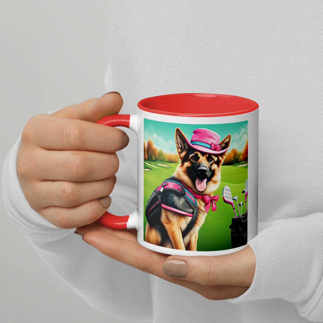 German Shepherd Golfer- Mug with Color Inside V3