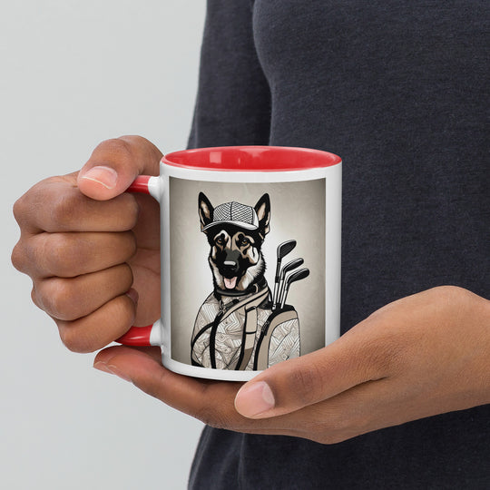 German Shepherd Golfer- Mug with Color Inside V5