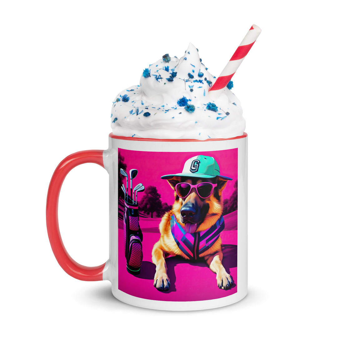 German Shepherd Golfer- Mug with Color Inside V8