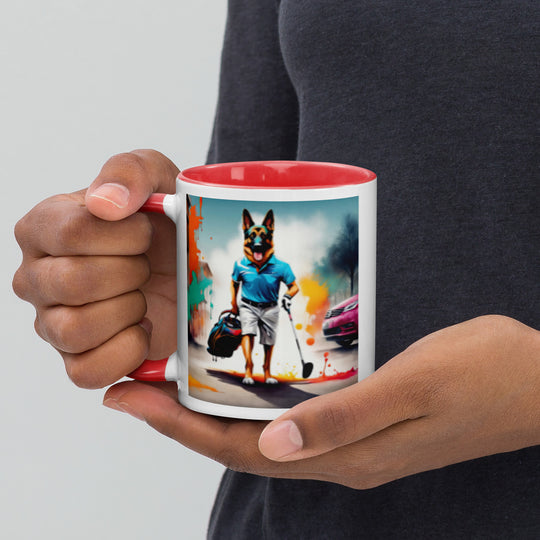 German Shepherd Golfer- Mug with Color Inside V12