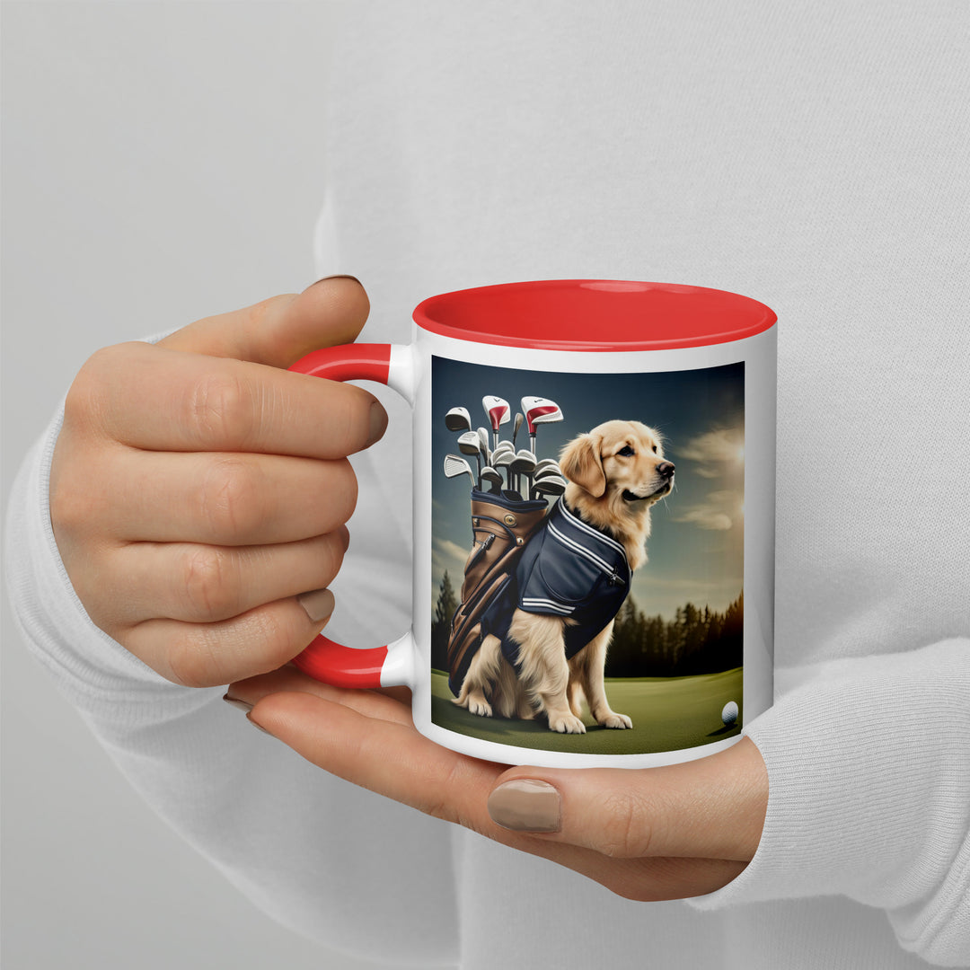 Golden Retriever Golfer- Mug with Color Inside V5