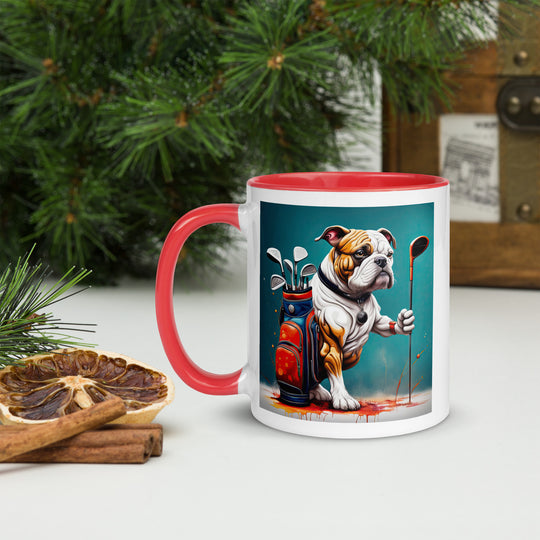 Bulldog Golfer- Mug with Color Inside V4