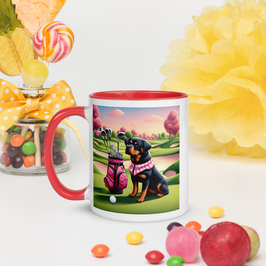 Rottweiler Golfer- Mug with Color Inside