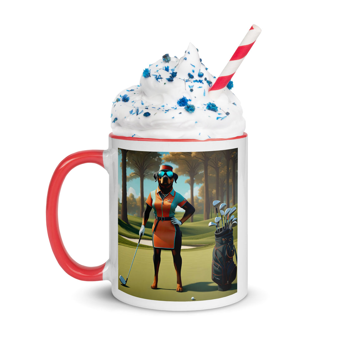 Rottweiler Golfer- Mug with Color Inside v4