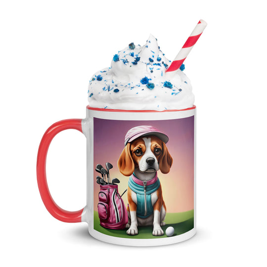 Beagle Golfer- Mug with Color Inside v3