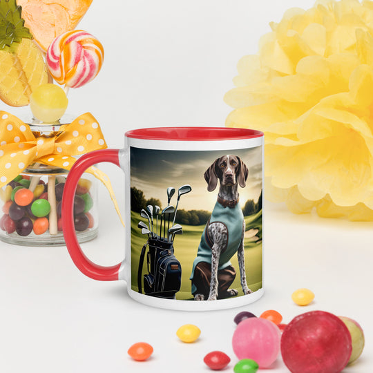 German Shorthaired Pointer Golfer- Mug with Color Inside v2