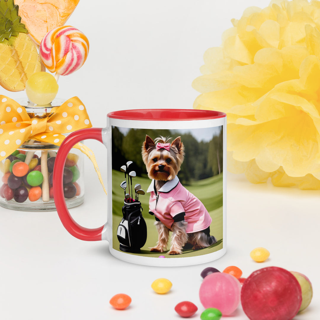 Yorkshire Terrier Golfer- Mug with Color Inside v2