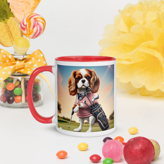 Cavalier King Charles Spaniel Golfer- Mug with Color Inside v2