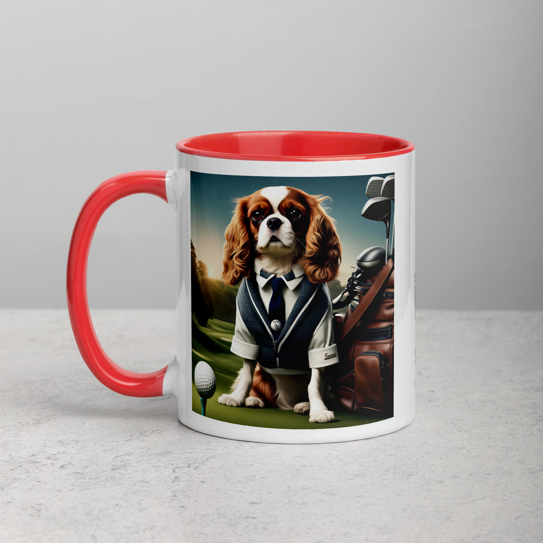 Cavalier King Charles Spaniel Golfer- Mug with Color Inside v3