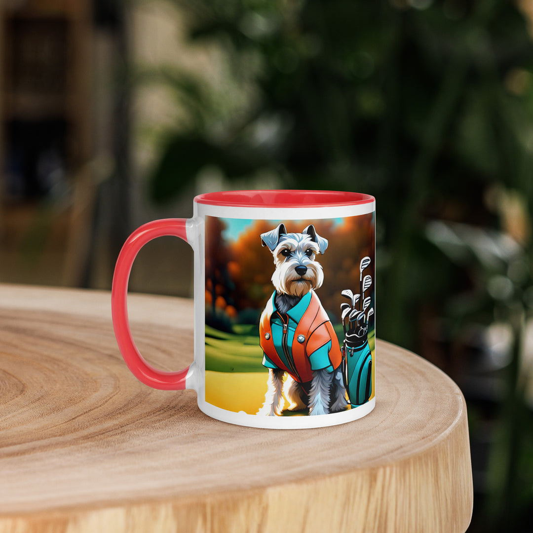 Miniature Schnauzer Golfer- Mug with Color Inside v2