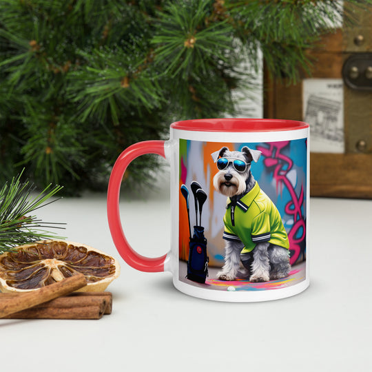 Miniature Schnauzer Golfer- Mug with Color Inside v3