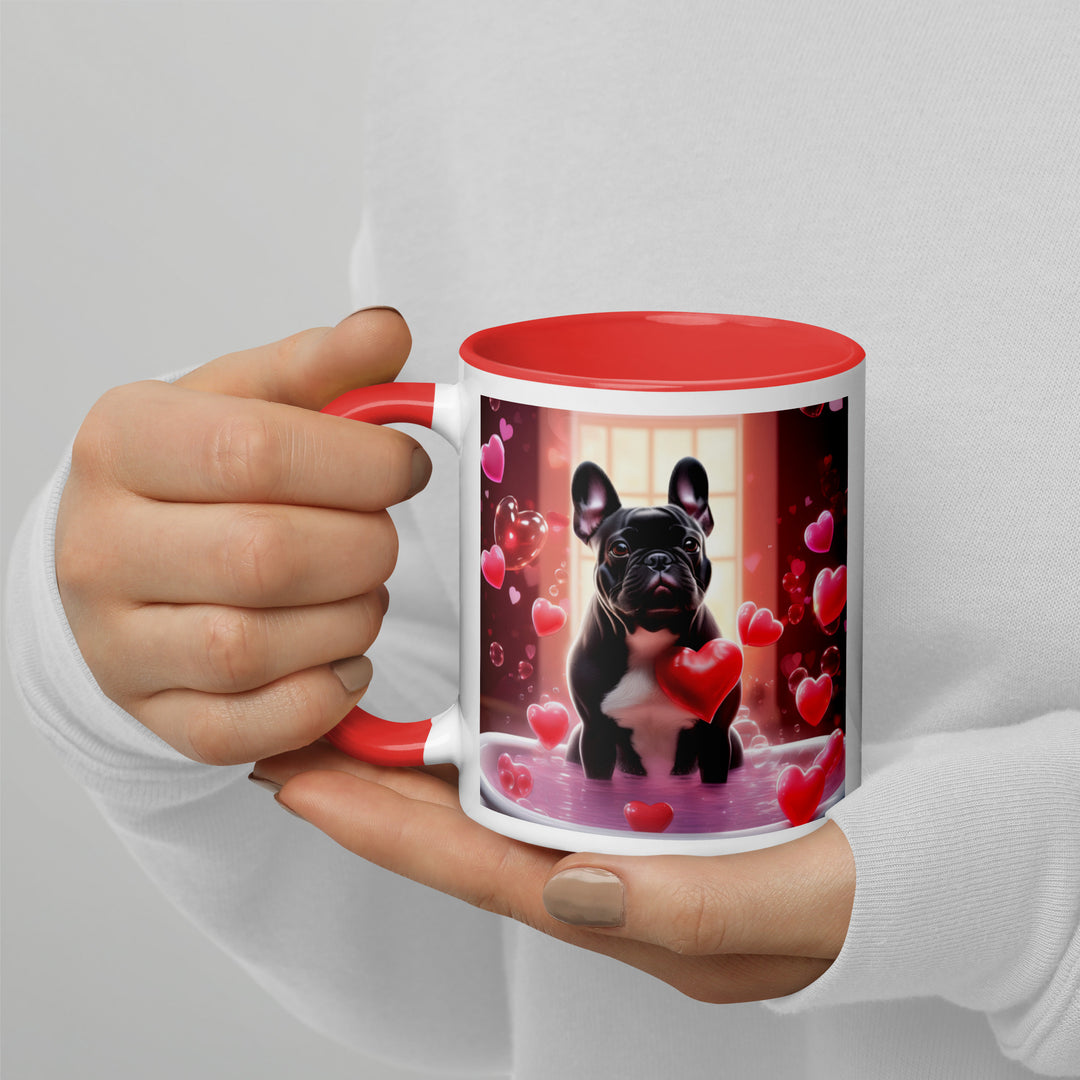 French Bulldog Romantic- Mug with Color Inside v4