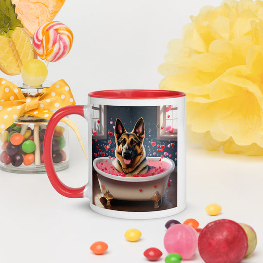 German Shepherd Romantic- Mug with Color Inside v3