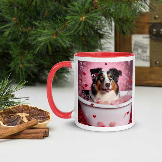 Australian Shepherd Romantic- Mug with Color Inside v2