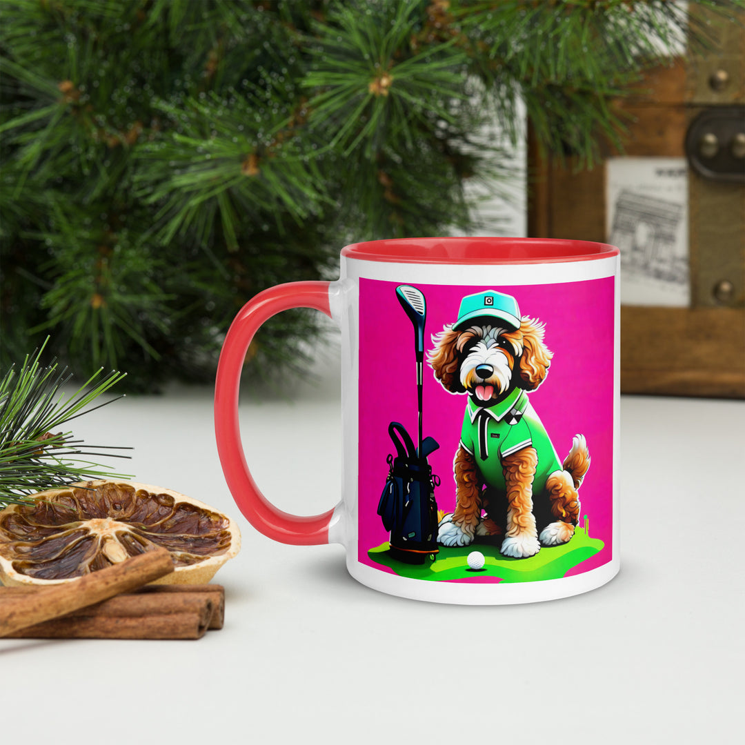 Bernedoodle Golfer- Mug with Color Inside v2