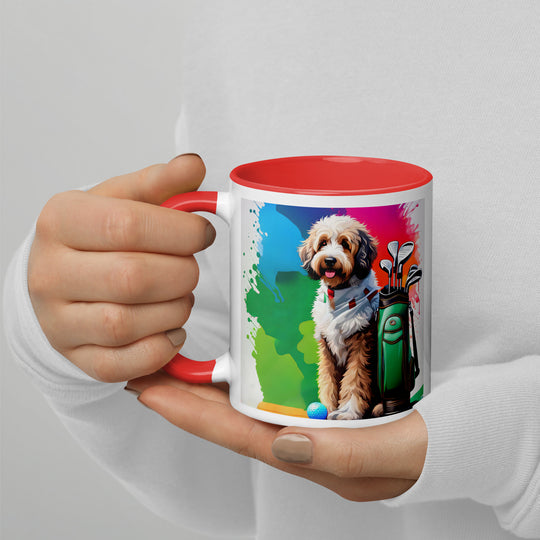 Bernedoodle Golfer- Mug with Color Inside v3