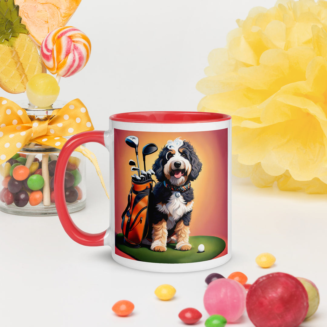 Bernedoodle Golfer- Mug with Color Inside v5