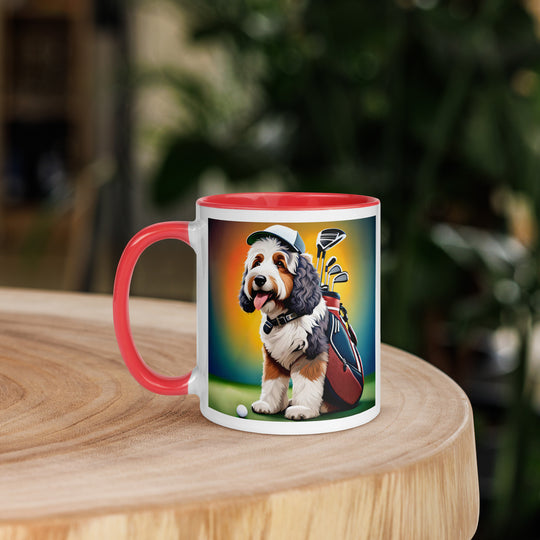 Bernedoodle Golfer- Mug with Color Inside v6