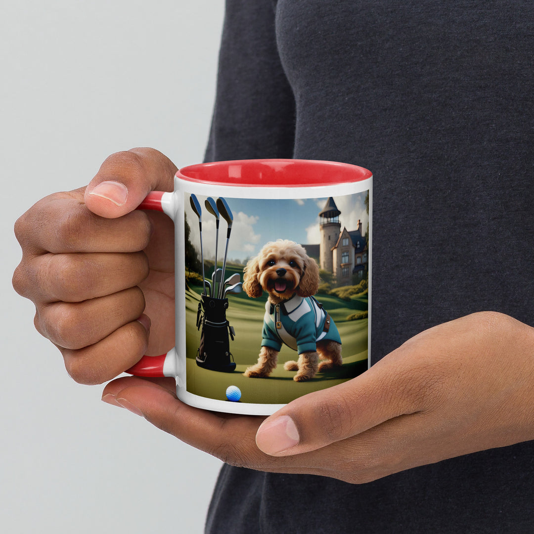 Cavapoo Golfer- Mug with Color Inside v6