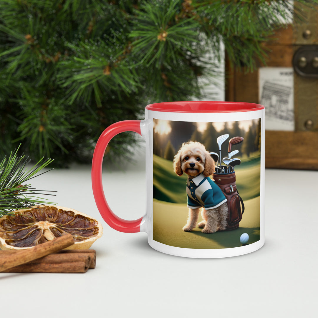 Cavapoo Golfer- Mug with Color Inside v8