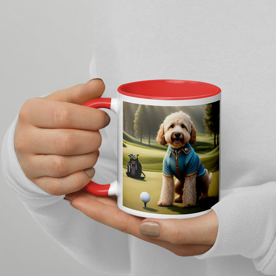 Goldendoodle Golfer- Mug with Color Inside v6