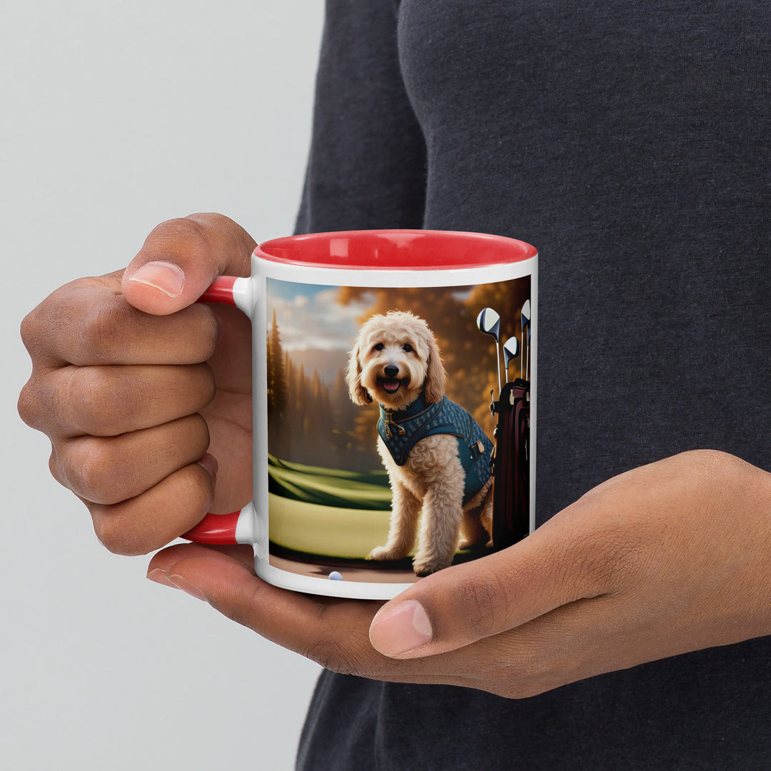 Goldendoodle Golfer- Mug with Color Inside v4