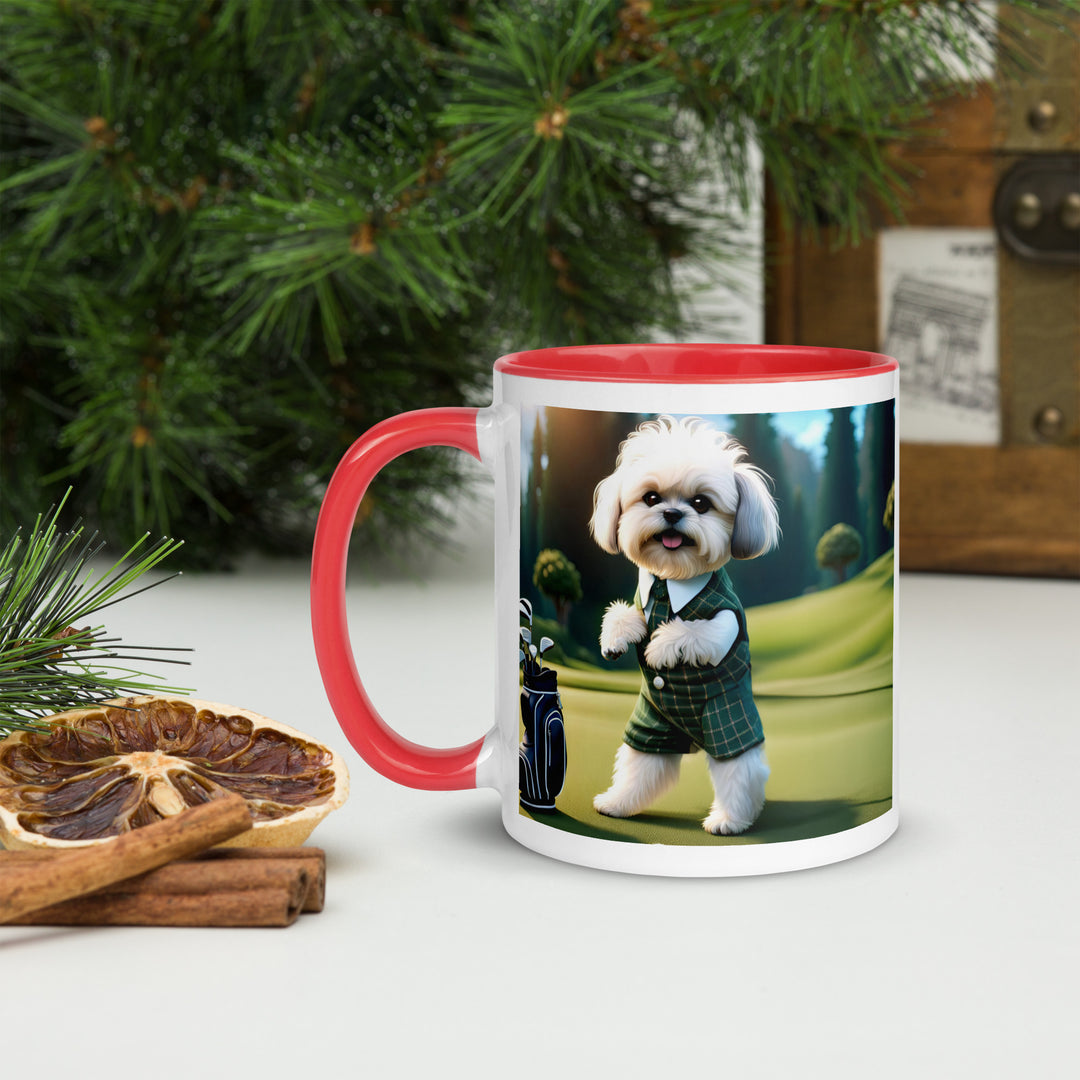 Shih-Poo Golfer- Mug with Color Inside v3