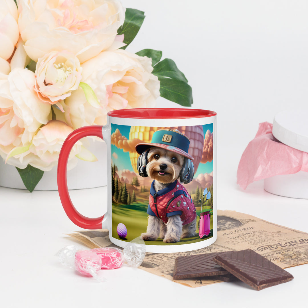 Yorkipoo Golfer- Mug with Color Inside v9