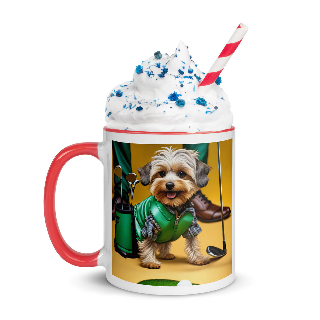 Yorkipoo Golfer- Mug with Color Inside v12