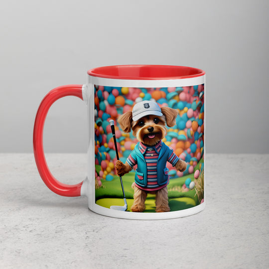 Yorkipoo Golfer- Mug with Color Inside v14