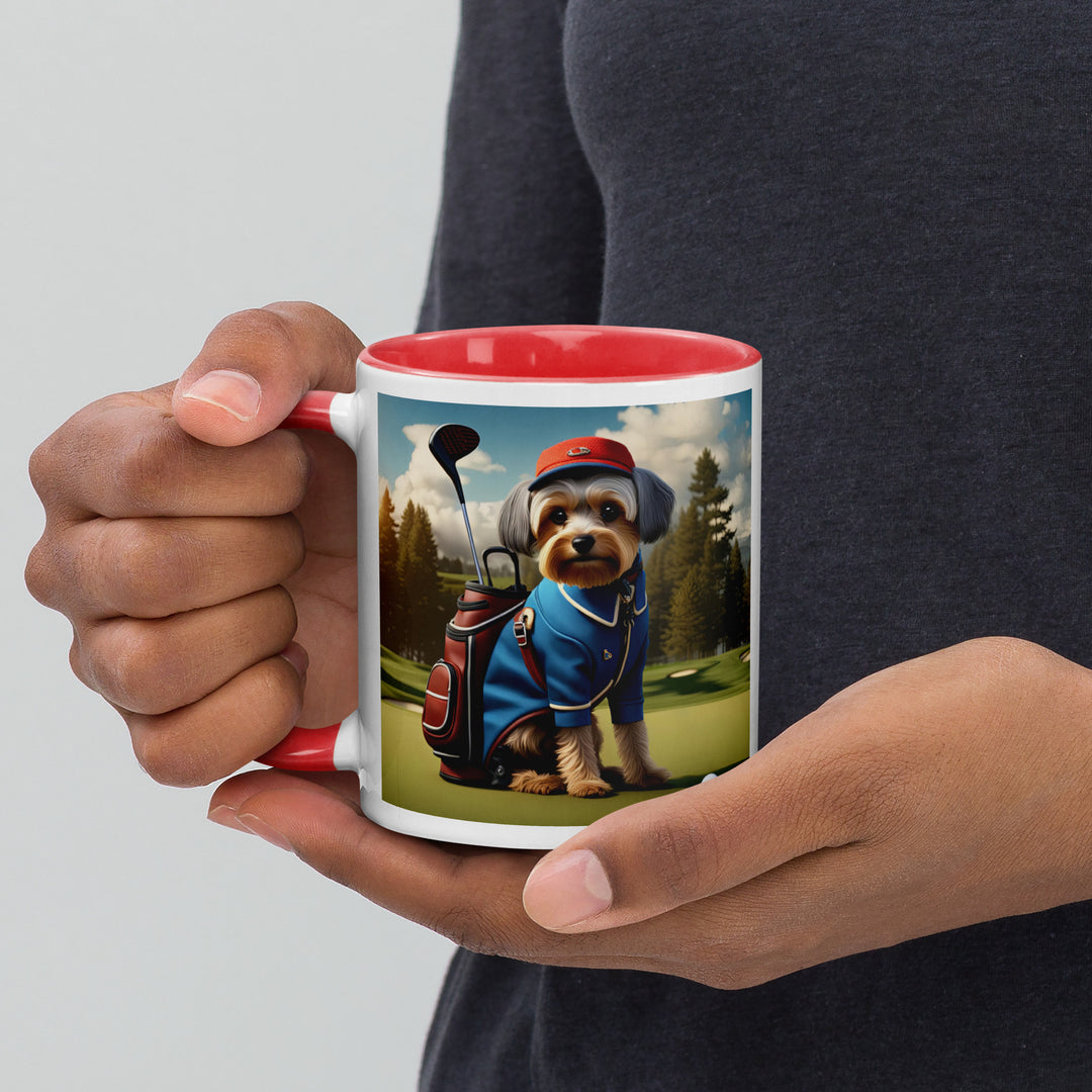 Yorkipoo Golfer- Mug with Color Inside v16