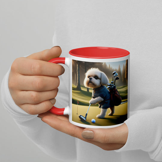 Pugapoo Golfer- Mug with Color Inside v3