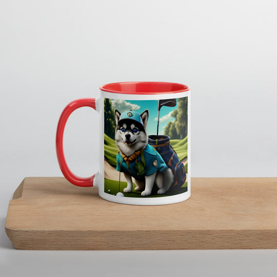 Pomsky Golfer- Mug with Color Inside