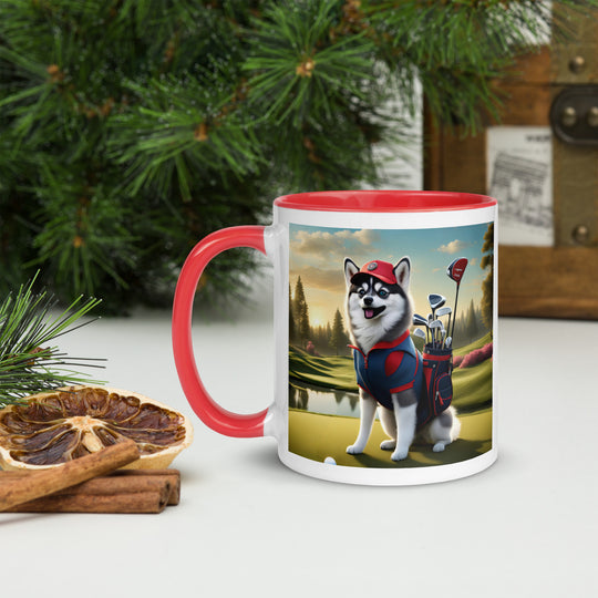 Pomsky Golfer- Mug with Color Inside v3