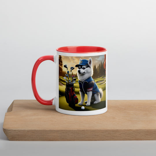 Pomsky Golfer- Mug with Color Inside v4