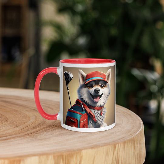 Pomsky Golfer- Mug with Color Inside v8