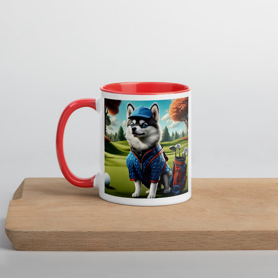 Pomsky Golfer- Mug with Color Inside v5