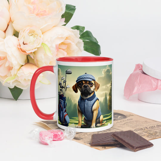 Puggle Golfer- Mug with Color Inside v7